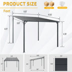10' x 10' Outdoor Hardtop Pergola Gazebo with Galvanized Steel - Gray
