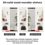 Full Length Wall Mounted Mirror with Shelf and Hook - Dark Brown, White, or Light Brown
