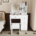 Fashion Vanity Desk with Mirror & Dimmable LED Lights - White MDF