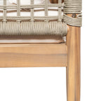 Outdoor Acacia Wood 3-Seater Sofa with Rope Woven Arms - Taupe