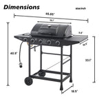 4 Burner Propane Gas BBQ Grill with Side Burner - Black