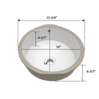 Ceramic Round Undermount Bathroom Sink with Overflow - White