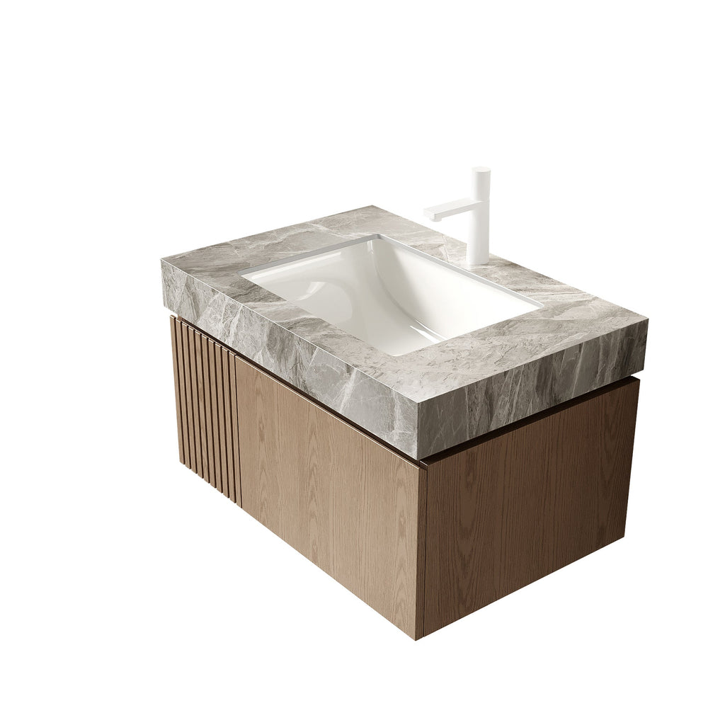 30" Bathroom Sink with Sintered Stone Countertop - Light Gray