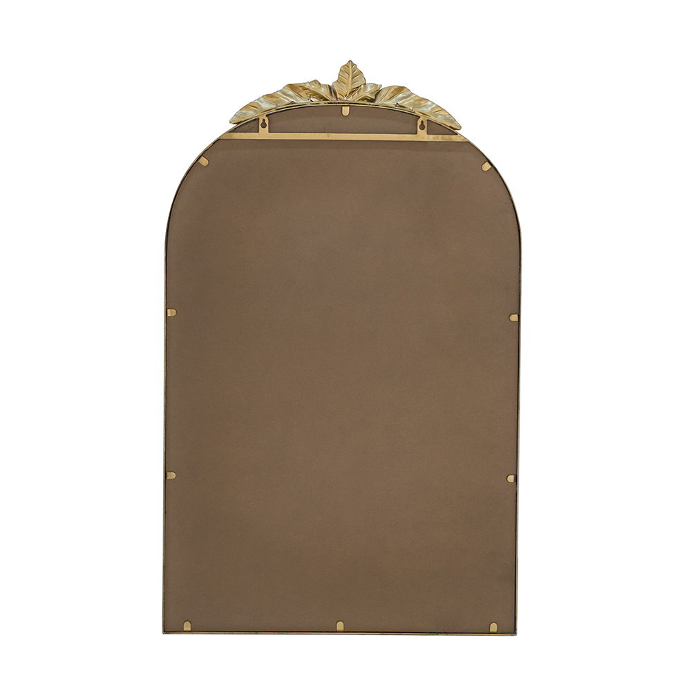 Gold Arched Wall Mirror with Metal Frame - Decorative Accent