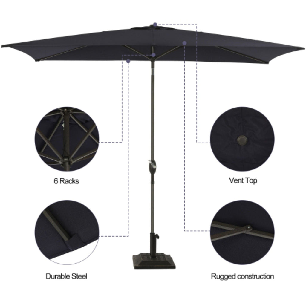 Rectangular Patio Umbrella with Crank Tilt - UV-Resistant Canopy