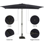 Rectangular Patio Umbrella with Crank Tilt - UV-Resistant Canopy