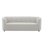 Modern Curved Chenille Sofa Couch with Sturdy Wood Frame – Cream