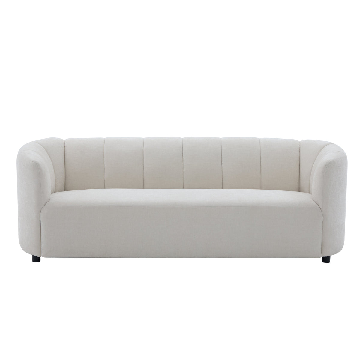 Modern Curved Chenille Sofa Couch with Sturdy Wood Frame – Cream