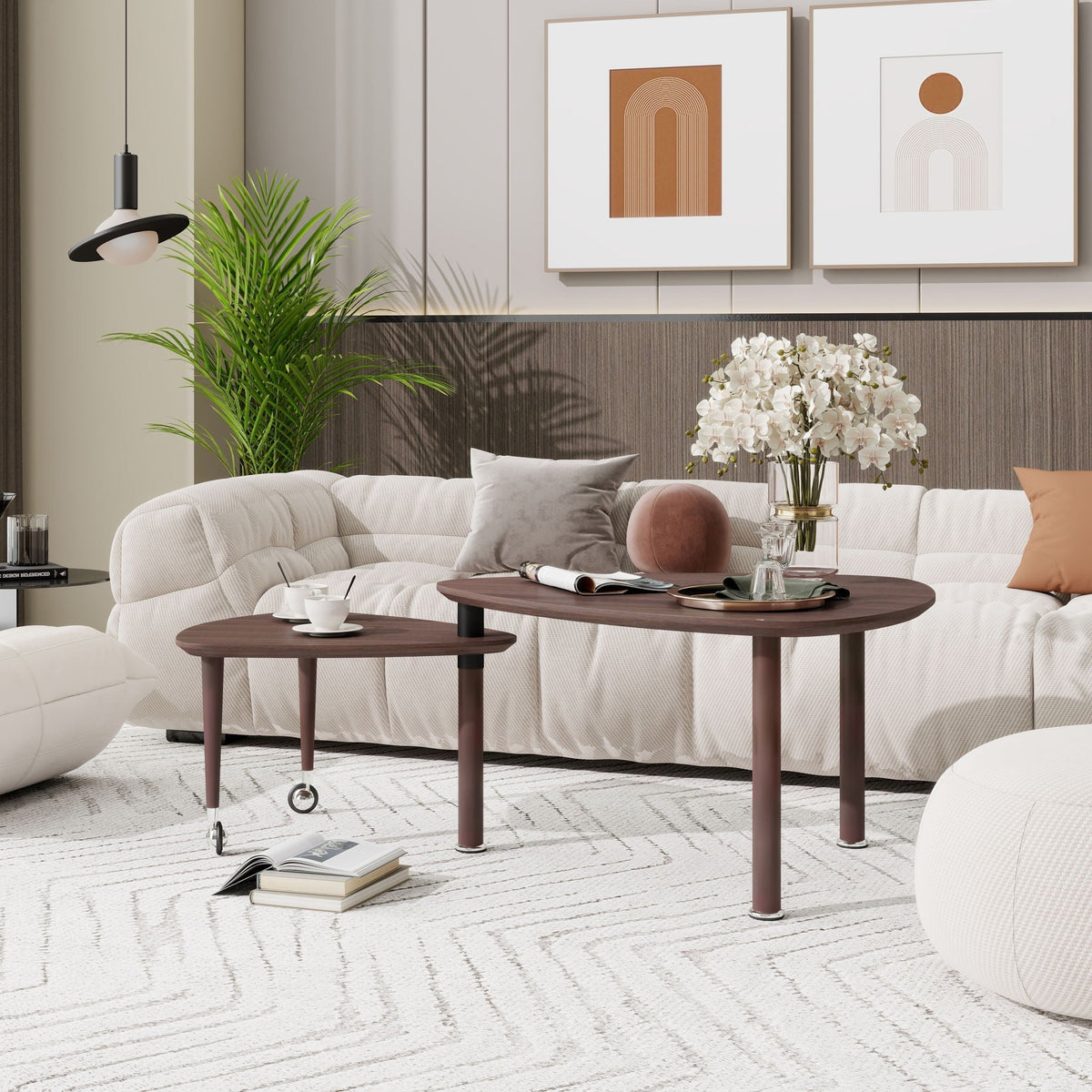 360 Degree Rotatable Coffee Table with Solid Wood Legs - Available in Multiple Colors
