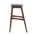 Mid Century Modern Bar Stool Set with Upholstered Seating - Beige or Dark Gray