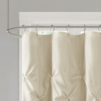 Tufted Semi-Sheer Shower Curtain with Textured Detail - Beige