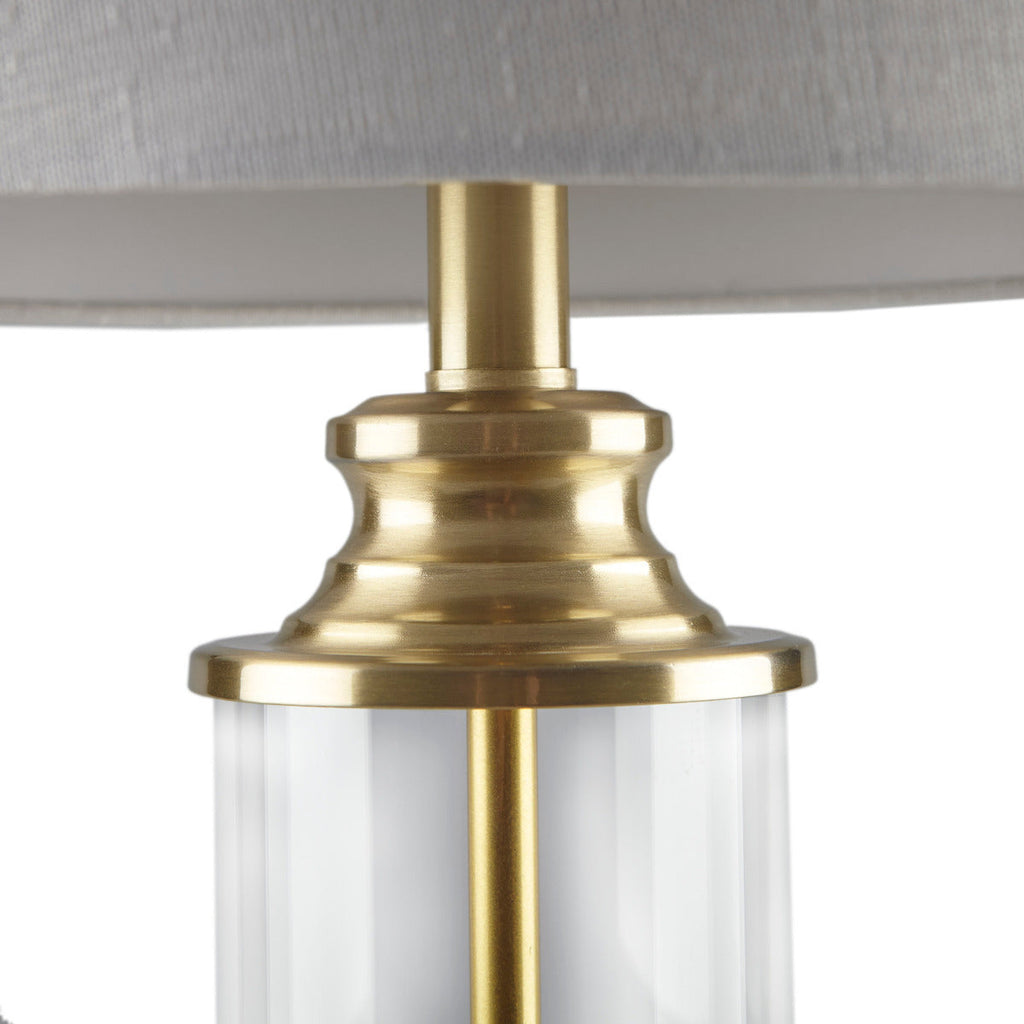 Clarity Glass Cylinder Table Lamp Set of 2 with Gold Accents - Glass/Gold