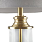 Clarity Glass Cylinder Table Lamp Set of 2 with Gold Accents - Glass/Gold