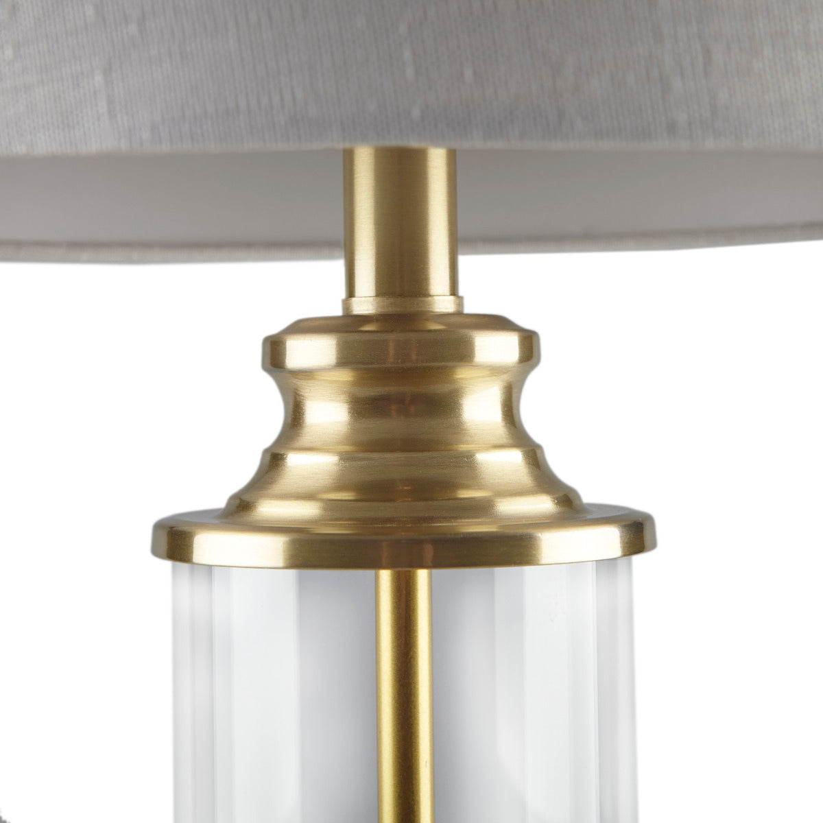 Clarity Glass Cylinder Table Lamp Set of 2 with Gold Accents - Glass/Gold