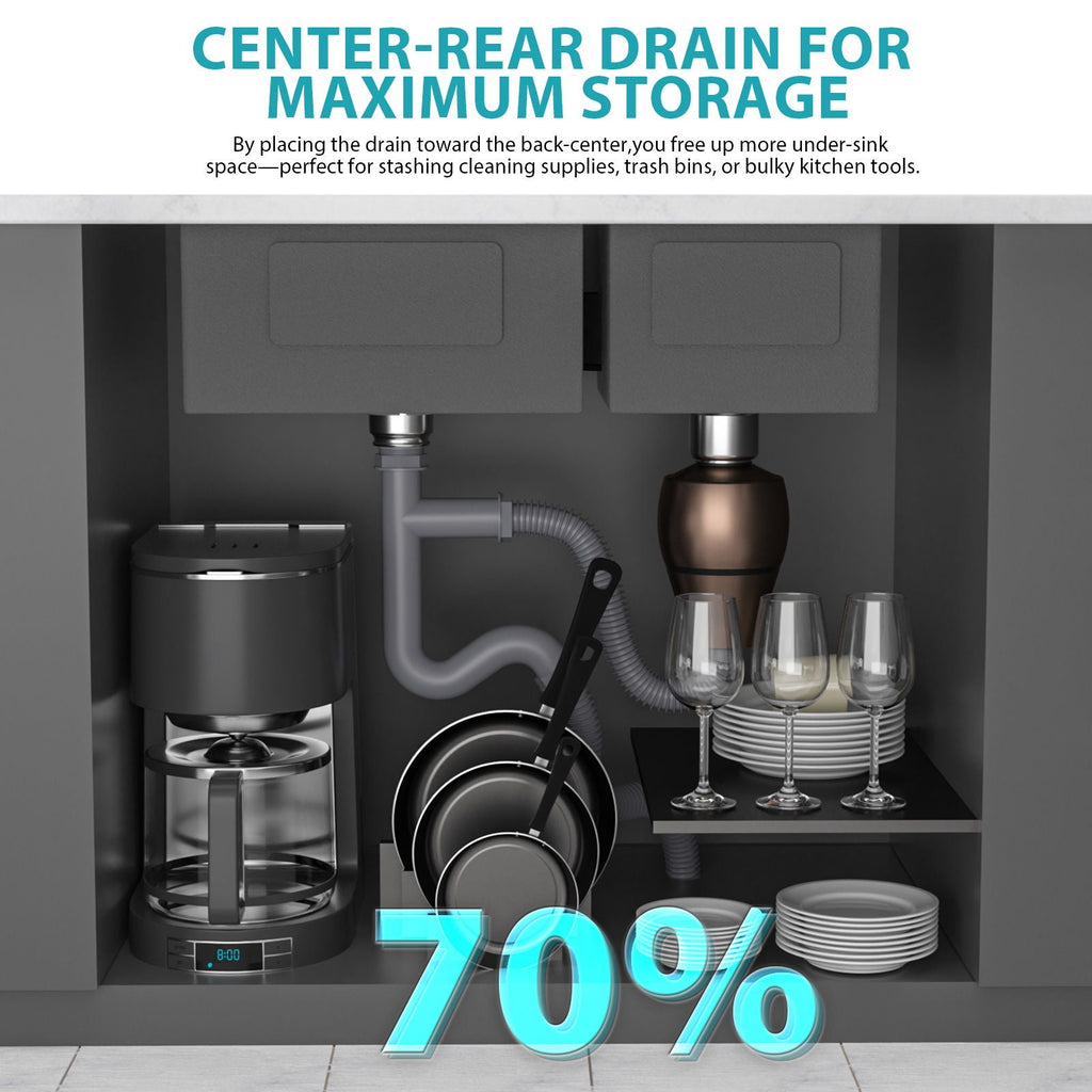 Gray Double Bowl Kitchen Sink with Durable Stainless Steel - Dual Mount