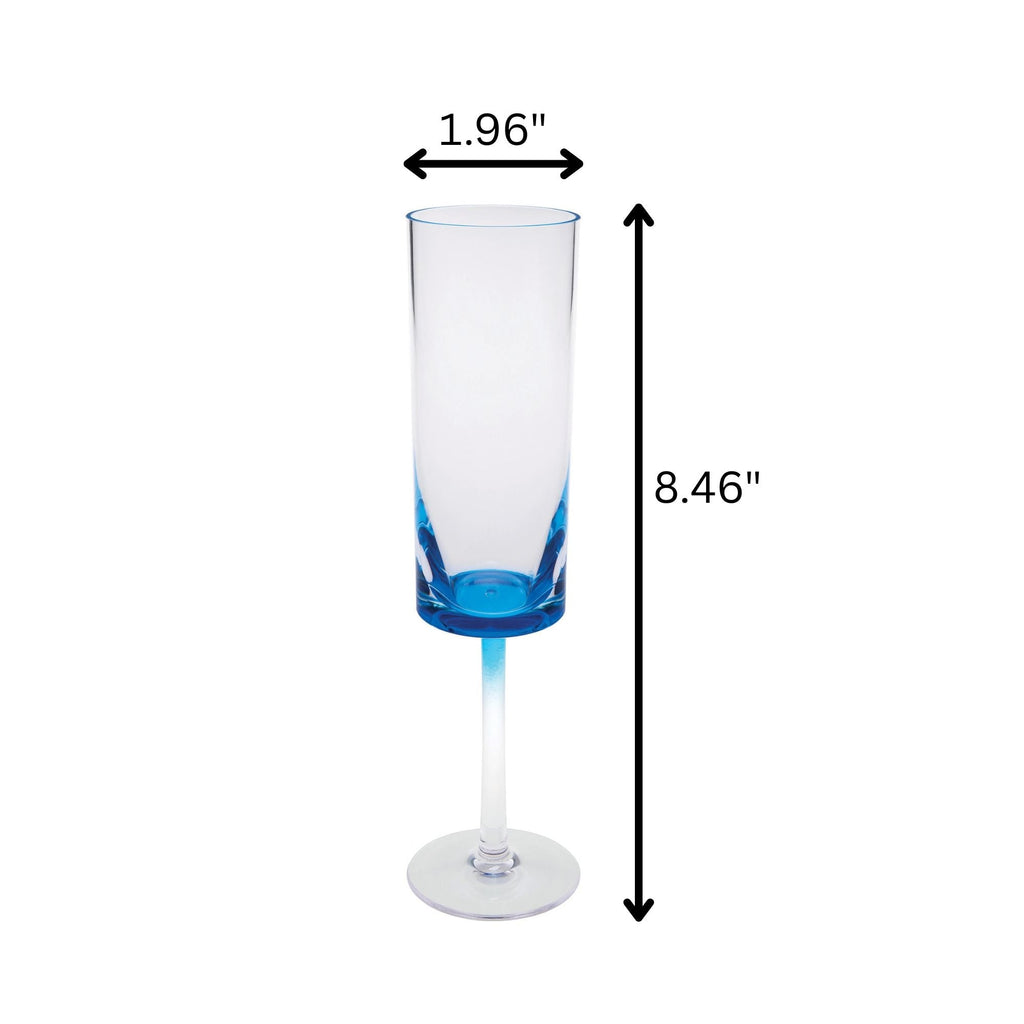 Oval Halo Acrylic Champagne Flutes with Unbreakable Design - Blue or White