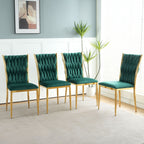 Modern Dining Chair Set with Plated Metal Legs - Multiple Colors