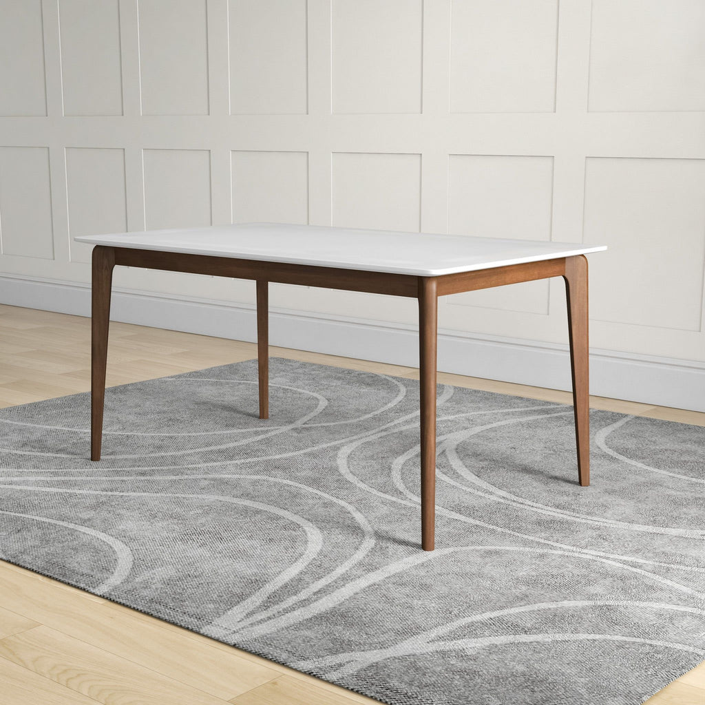 Rectangular Modern Dining Table with Solid Wood Construction – Dark Brown or White