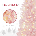Pink 5ft Pencil Christmas Tree with Snow-Flocked Branches - Pink