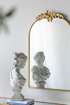 Gold Arched Wall Mirror with Metal Frame - Decorative Accent