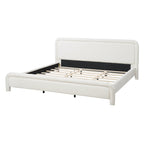 King Size Upholstered Platform Bed Frame with Curved Headboard - Boucle