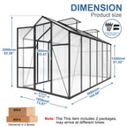 Windproof Greenhouse with Raised Base - Polycarbonate Panels - Black