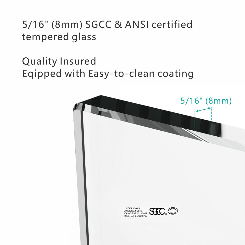 Frameless Sliding Shower Door with 8mm Tempered Glass - Matte