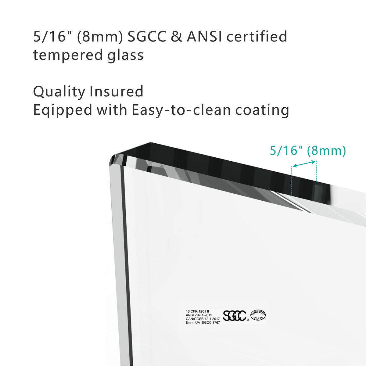 Frameless Sliding Shower Door with 8mm Tempered Glass - Matte