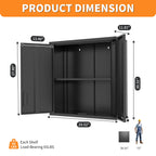 Metal Wall Mounted Tool Storage Cabinet with 2 Locking Doors and Adjustable Shelf - Gray or Black
