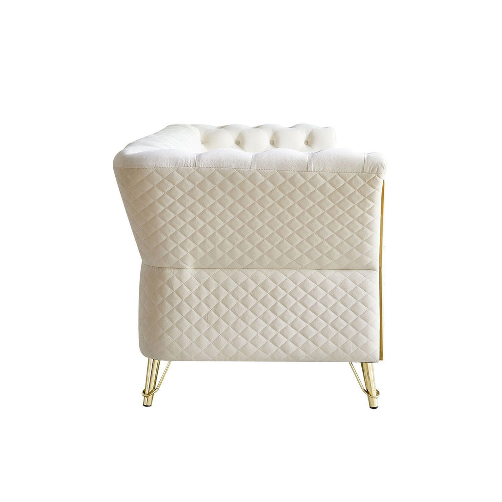 Modern Tufted Sofa with Metal Frame - Beige or Black