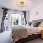 Gold Flush Mount Ceiling Light with Crystal Petals - Gold