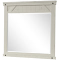 Industrial Farmhouse Mirror with Distressed Wood Frame - White