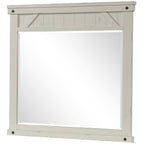 Industrial Farmhouse Mirror with Distressed Wood Frame - White