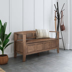Entryway Storage Bench with Ample Storage Compartments - Rustic Natural Aged Brown