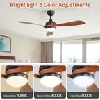 Ceiling Fan with Reversible DC Motor and Remote Control - White or Dark Brown