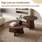Retro-Style Nesting Coffee Table Set with Space-Saving Design - Walnut or Wood