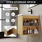 Modern Bathroom Vanity with Side Storage - Light Brown or White