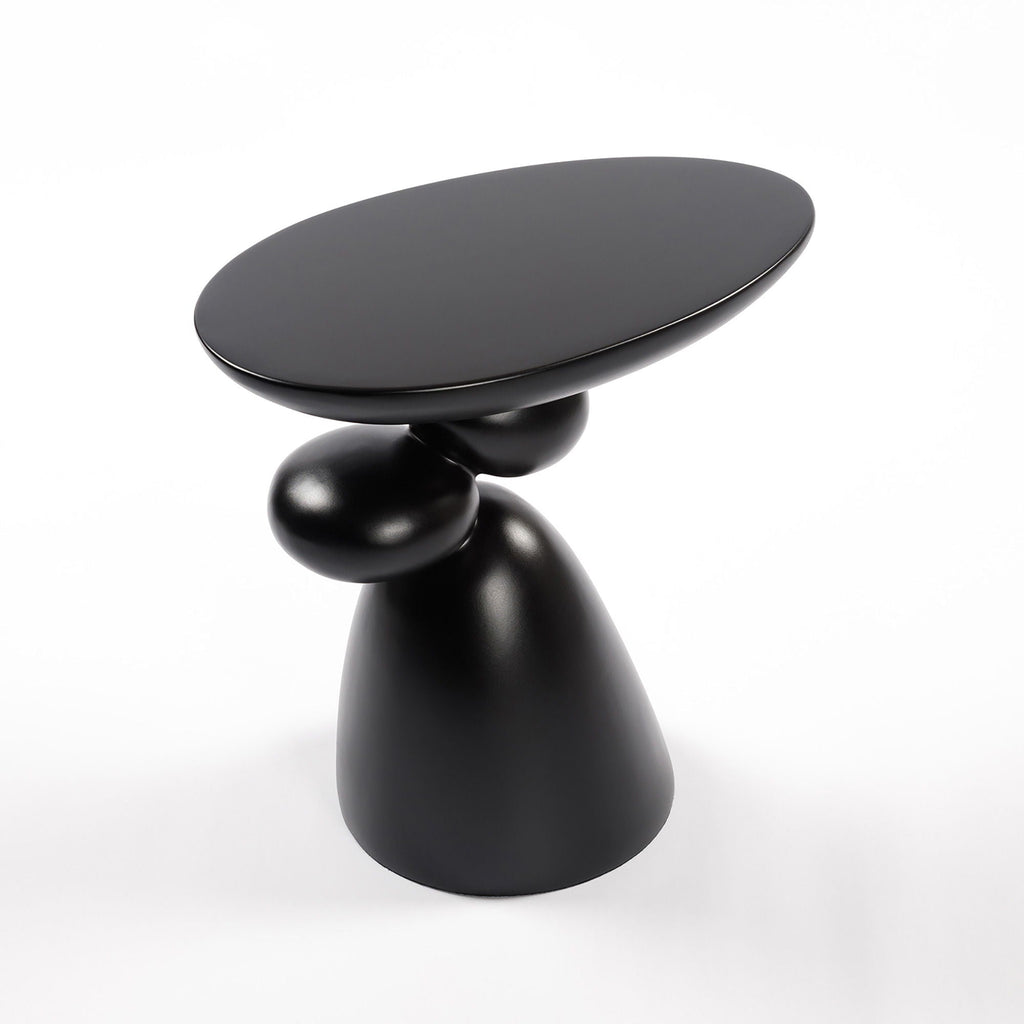 Lucky Stone Shaped Table with Sculptural Base – White, Black, or Gray