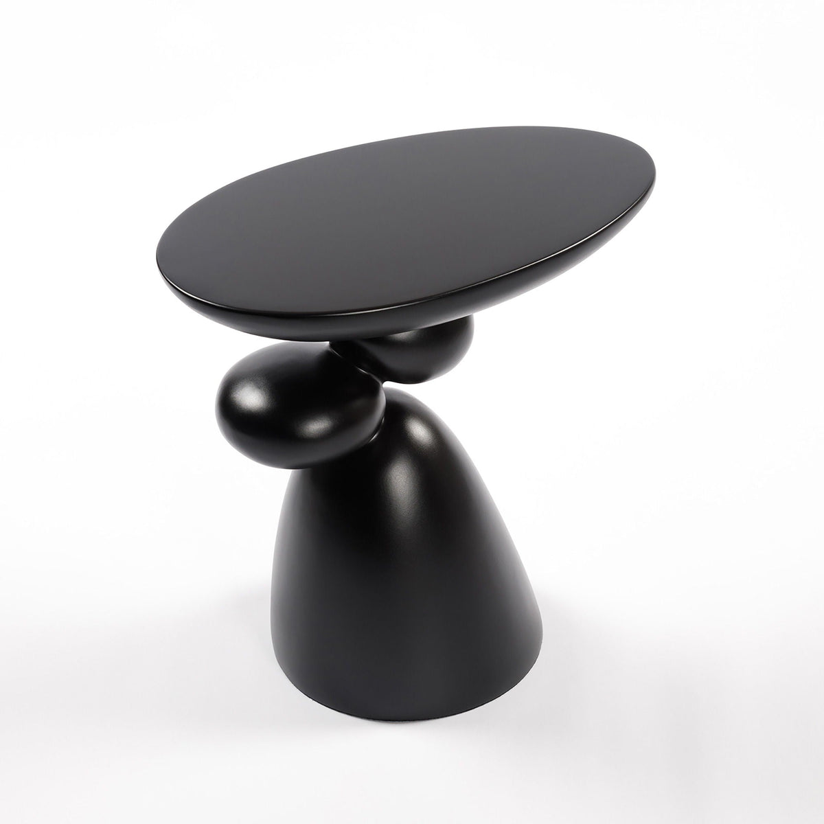 Lucky Stone Shaped Table with Sculptural Base – White, Black, or Gray