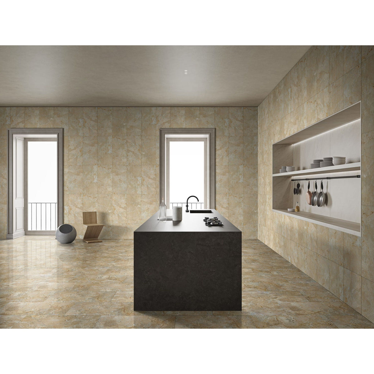 Textured 3D Decorative Tiles with Polished Marble Surface - Yellow, Gray, or White
