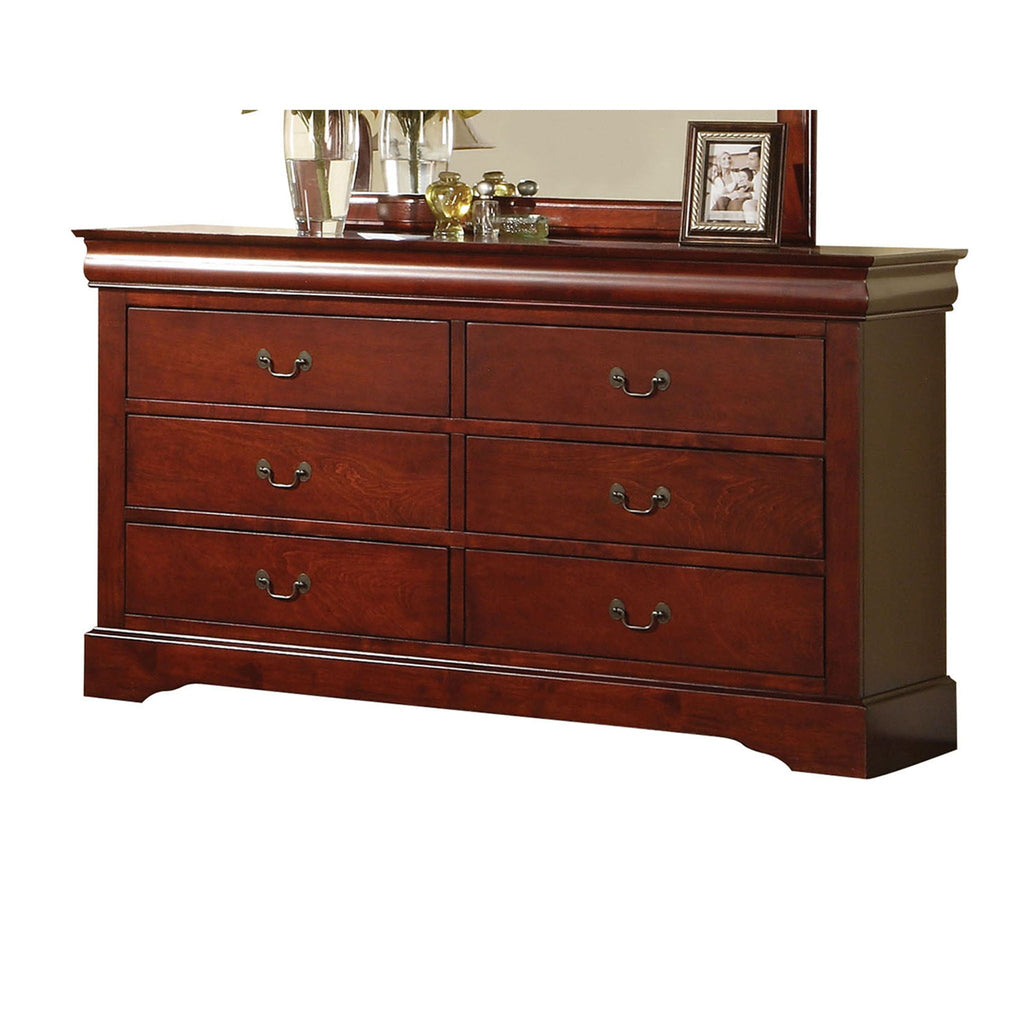 Louis Philippe III Dresser with Durable Wood Construction - Black or Dark Brown