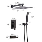 Modern 10" Wall Mounted Rainfall Shower Head System with Handheld Shower - Gold or Black
