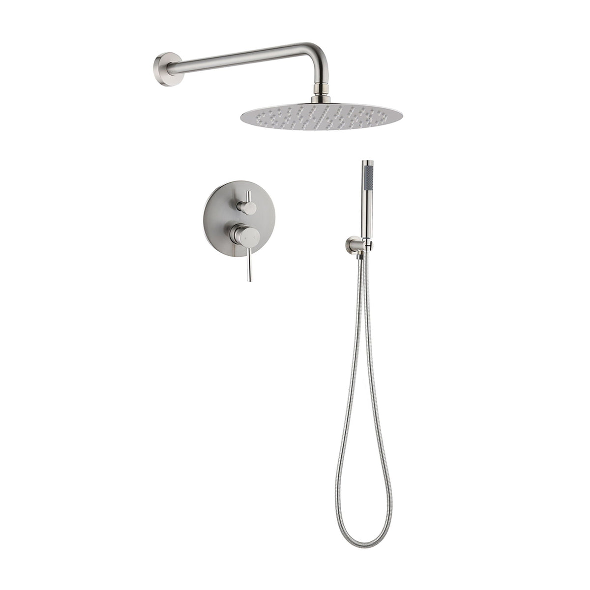 10" Round Rain Shower Head and Handheld Set with Adjustable Tilt - Black or Pearl Silver