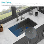 Gunmetal Black Workstation Kitchen Sink with Multifunction Ledge - 33" Undermount