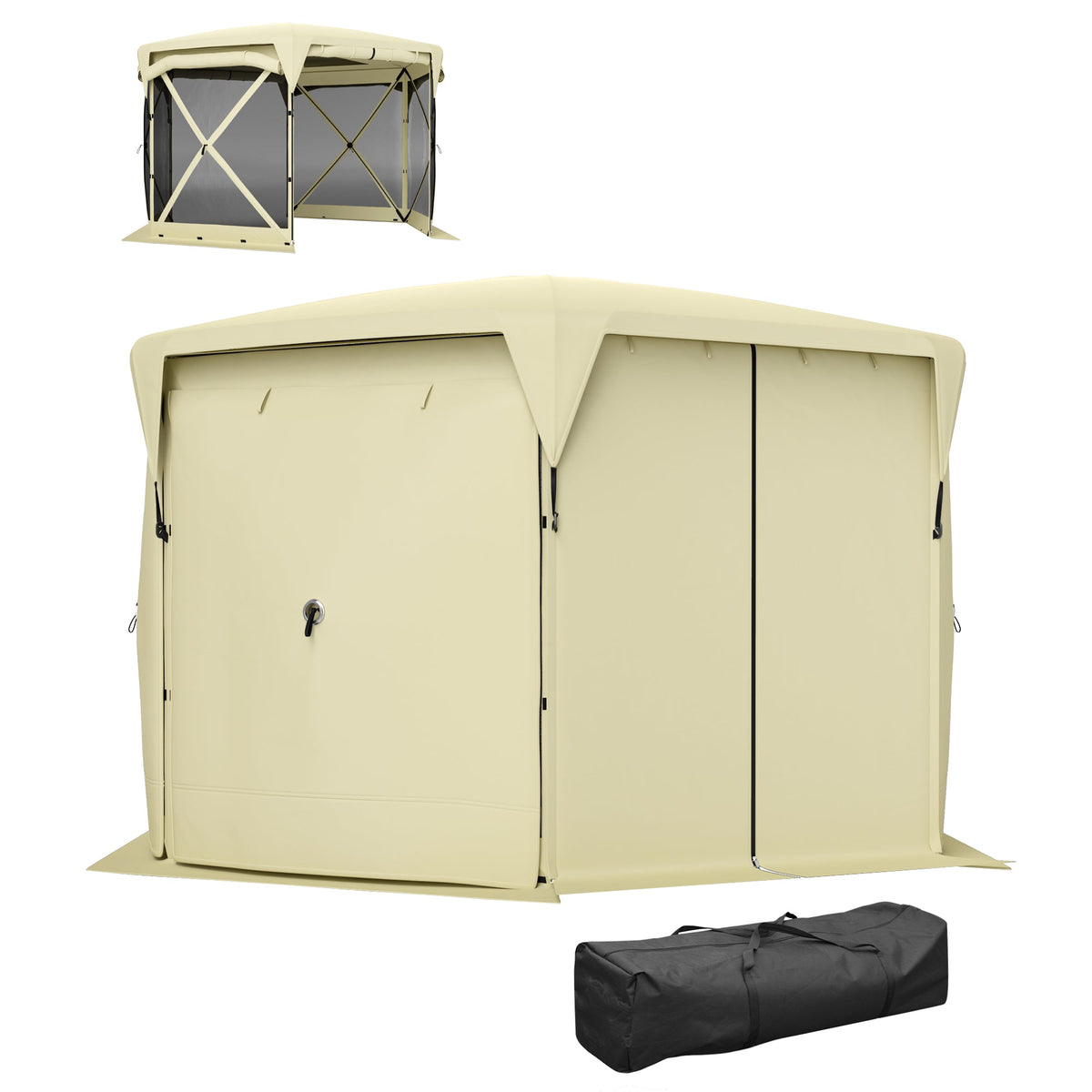 11 x 11ft Pop Up Tent Canopy with Removable Roof Cover - Beige
