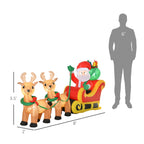 8ft Christmas Inflatable Santa Claus with Sleigh and LED Lights - Red