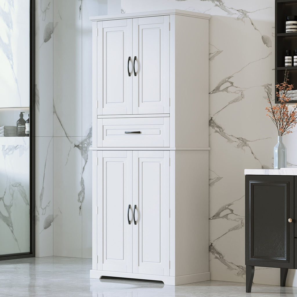 Bathroom Storage Cabinet with Adjustable Shelves and Drawer - Gray or White