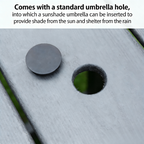 HDPE Patio Dining Table with Umbrella Hole – Seats 4-6 - Gray or Black