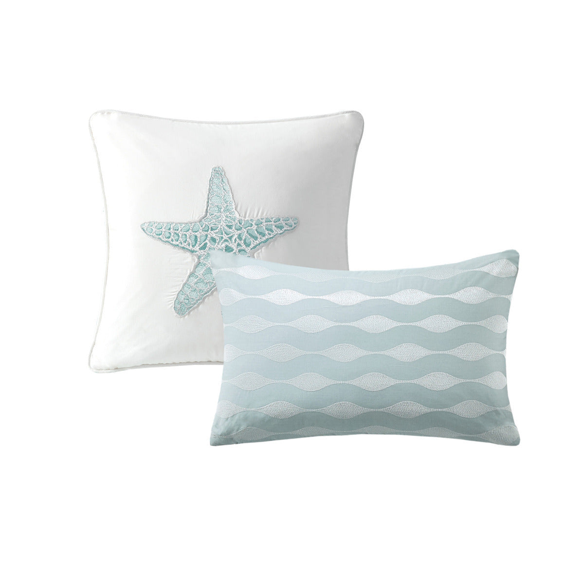 White King Comforter Set with Coastal Embroidery - 100% Cotton