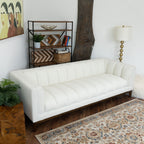 Mid Century Modern Sofa with Pet-Friendly Upholstery - White, Green, Orange